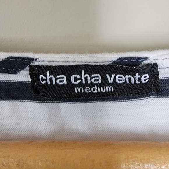 Cha Cha Vente | Mixed Print Striped and Floral Short Sleeve Tee Size Medium - Picture 3 of 5